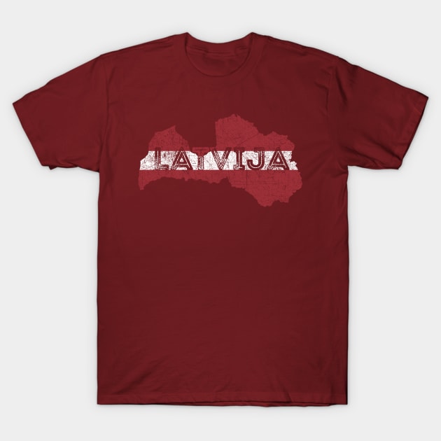 Latvija Map and Latvian Flag Souvenir T-Shirt by Family Heritage Gifts